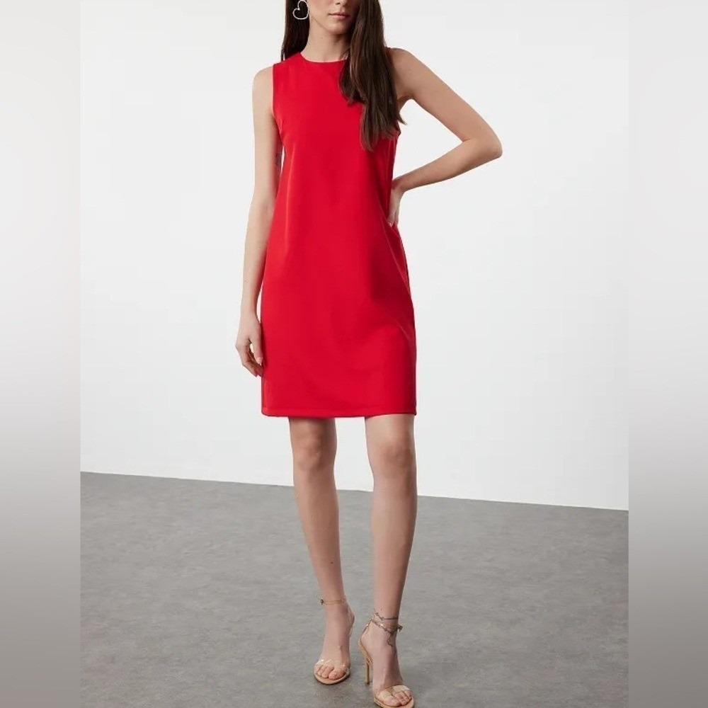 Studio I Red Sleeveless Dress with Back Zipper